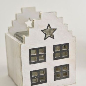 Huis hout met ster en accuglas