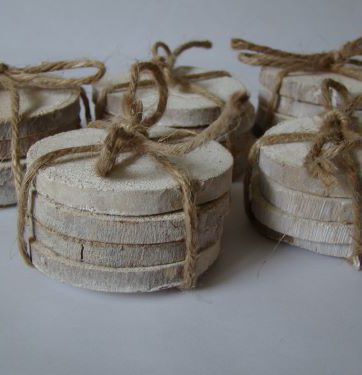 Houten schijfjes white-wash 4 st.