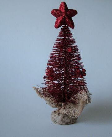 Mini kerstboom rood in zak