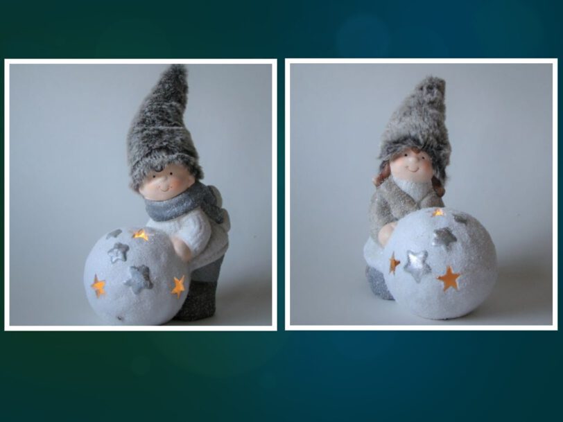 Poppetje met sneeuwbal groot met led