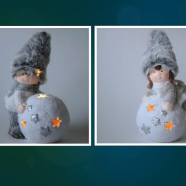 Poppetje met sneeuwbal klein met led