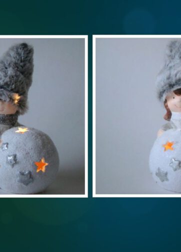 Poppetje met sneeuwbal klein met led