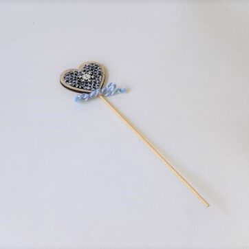 Hart op stok - Blauw/wit