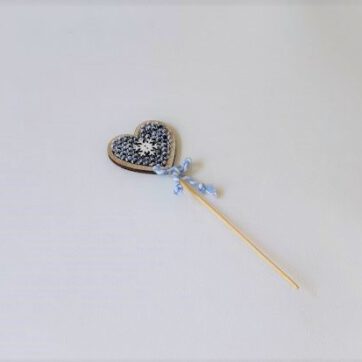 Hart op stok blauw/wit kort