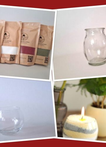 Vaas met kaarsenzand