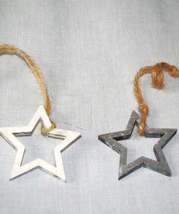 Hanger houten ster open wit of grijs ass.