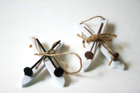 Mini ski decoratie hout